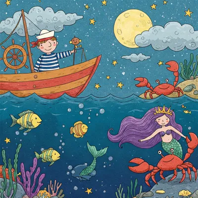 A Sailor Went to Sea, Sea, Sea Illustration