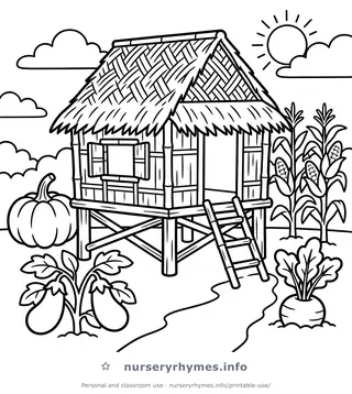 Bahay Kubo coloring page