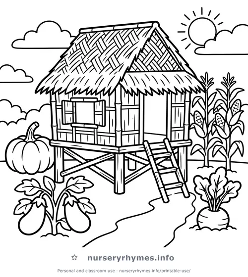 Bahay Kubo coloring page to print