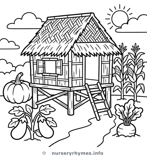 Bahay Kubo coloring page to print