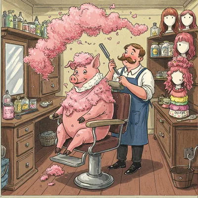 Barber, Barber, Shave a Pig Illustration