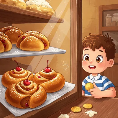 Five Currant Buns Illustration