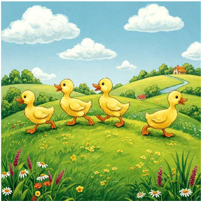 Five Little Ducks Illustration