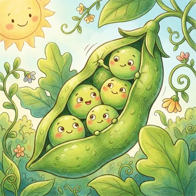 Five Little Peas in a Pod Illustration