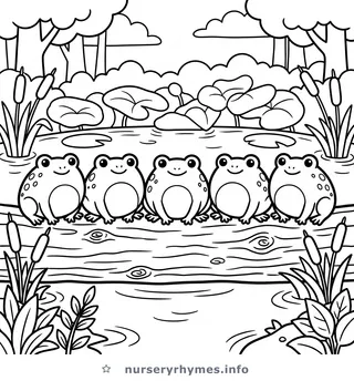 Five Little Speckled Frogs coloring page