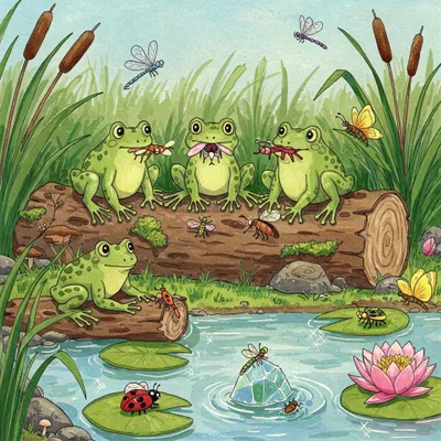 Five Little Speckled Frogs Illustration