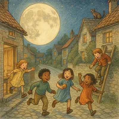 Girls and Boys Come Out To Play Illustration