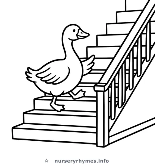 Goosey Goosey Gander coloring page to print