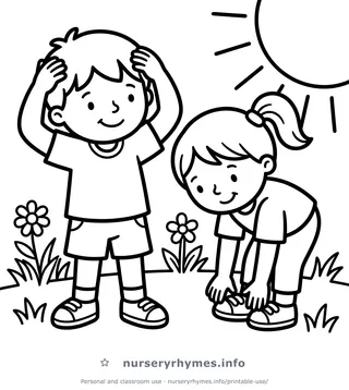 Head, Shoulders, Knees, and Toes coloring page