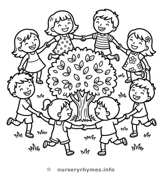 Here We Go Round the Mulberry Bush coloring page
