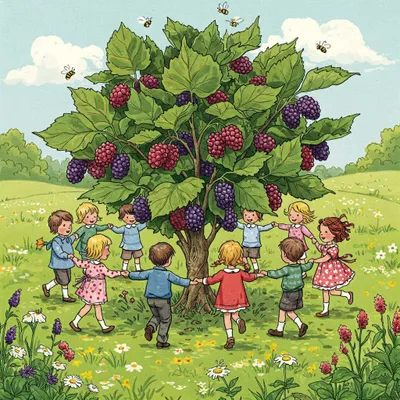 Here We Go Round the Mulberry Bush Illustration