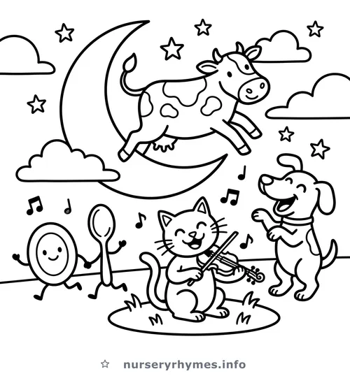 Hey Diddle Diddle coloring page to print