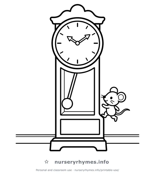 Hickory Dickory Dock coloring page to print