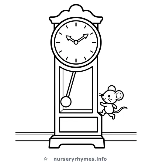 Hickory Dickory Dock coloring page to print
