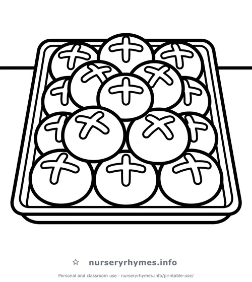 Hot Cross Buns coloring page to print