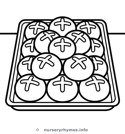 Hot Cross Buns coloring page to print