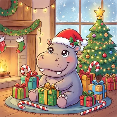 I Want a Hippopotamus for Christmas Illustration