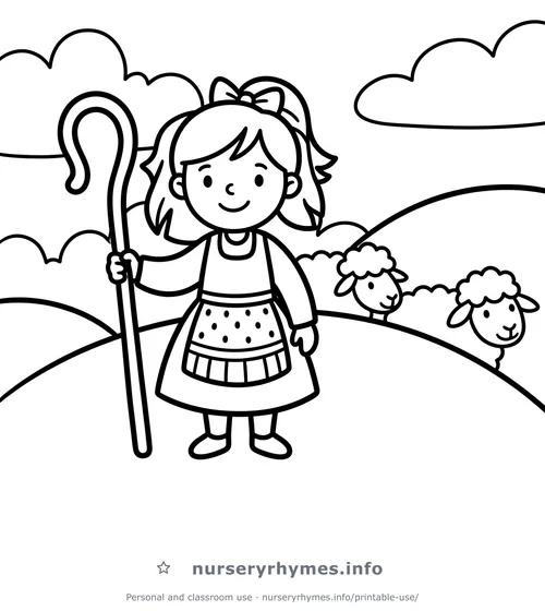 Little Bo-Peep coloring page to print