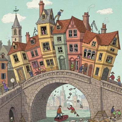 London Bridge Is Falling Down Illustration