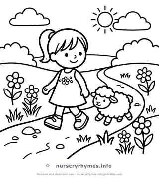 Mary Had a Little Lamb coloring page