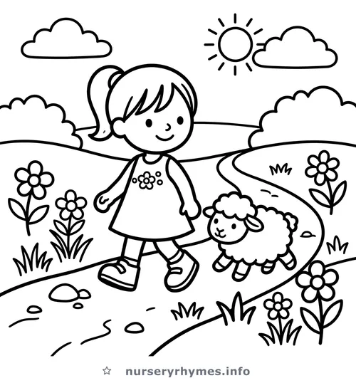 Mary Had a Little Lamb coloring page to print