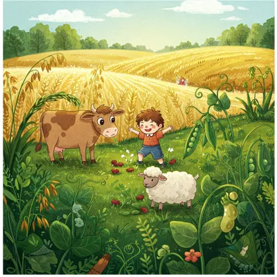 Oats, Peas, Beans and Barley Grow Illustration