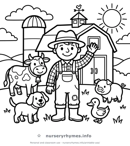 Old MacDonald Had a Farm coloring page to print