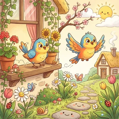 Once I Saw a Little Bird Illustration