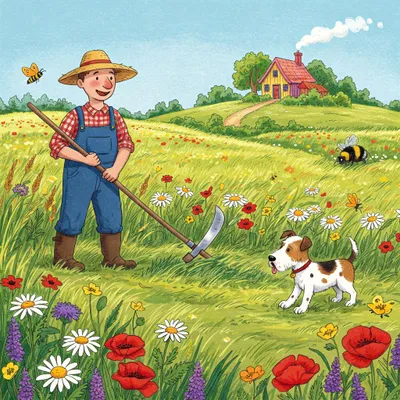 One Man Went To Mow Illustration