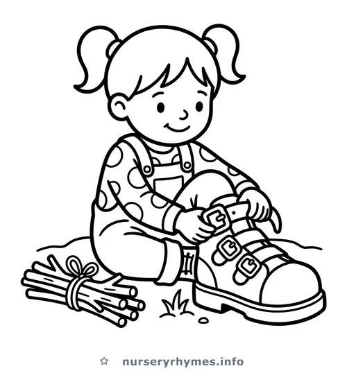One, Two, Buckle My Shoe coloring page to print