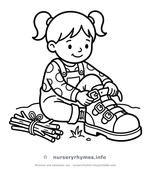 One, Two, Buckle My Shoe coloring page to print