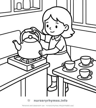 Polly Put the Kettle On coloring page