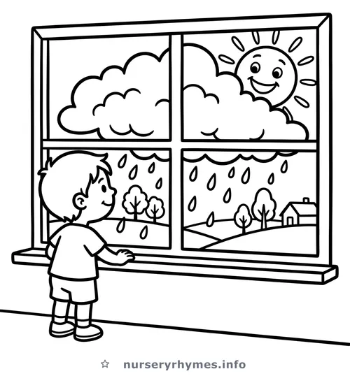 Rain Rain Go Away coloring page to print