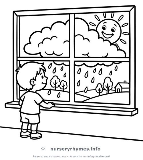 Rain Rain Go Away coloring page to print