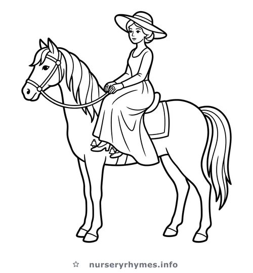 Ride a Cock Horse to Banbury Cross coloring page to print