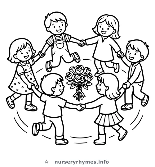 Ring-a-Ring o' Roses coloring page to print
