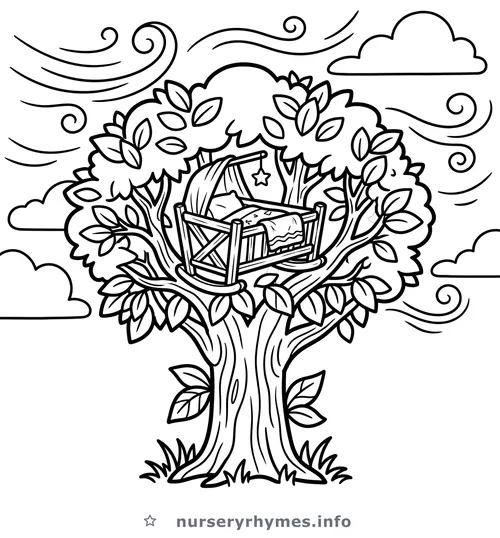 Rock-a-bye Baby coloring page to print