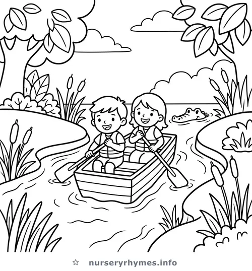 Row, Row, Row Your Boat coloring page to print
