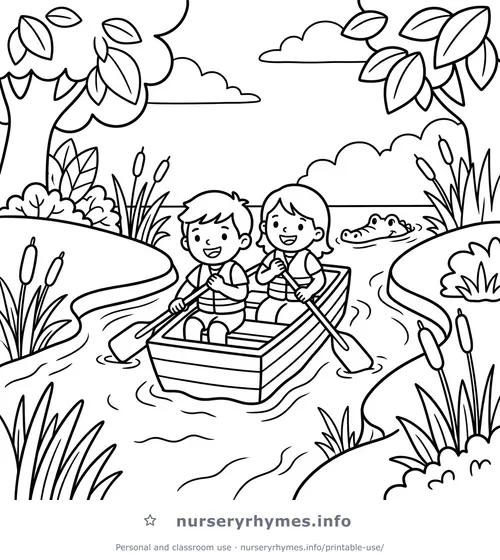 Row, Row, Row Your Boat coloring page to print
