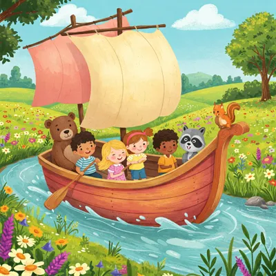 Row, Row, Row Your Boat Illustration