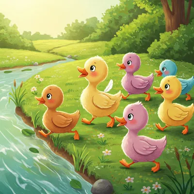 Six Little Ducks Illustration