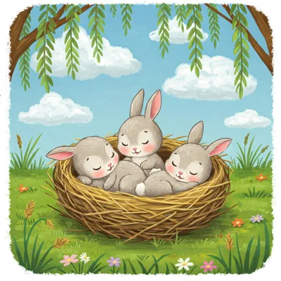 Sleeping Bunnies Illustration