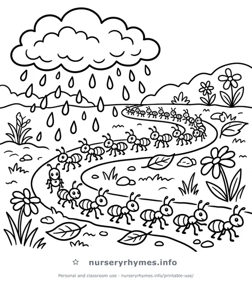 The Ants Go Marching coloring page to print