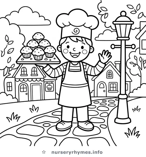 The Muffin Man coloring page to print