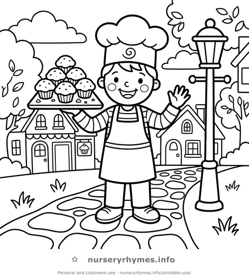 The Muffin Man coloring page to print