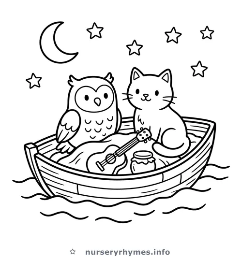 The Owl and the Pussycat coloring page to print