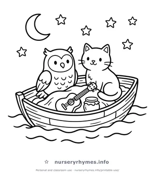 The Owl and the Pussycat coloring page