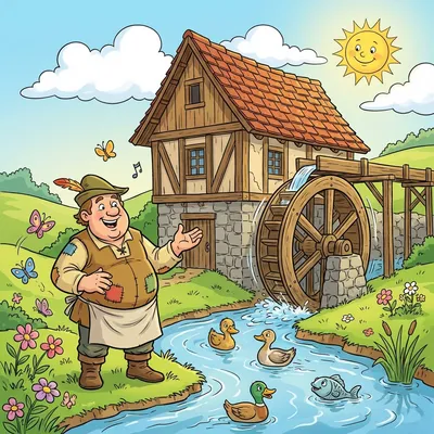 There Was a Jolly Miller Once Illustration