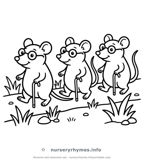 Three Blind Mice coloring page to print