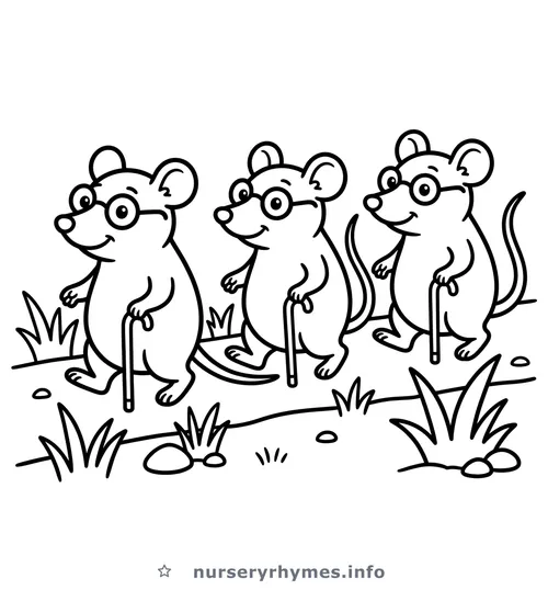 Three Blind Mice coloring page to print